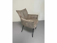 Design eetkamerstoel taupe geribt (6x) - afbeelding 4 van  6