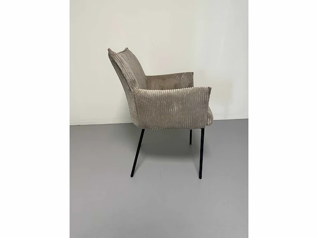 Design eetkamerstoel taupe geribt (6x) - afbeelding 5 van  6