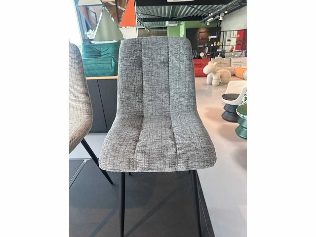Design eetkamerstoelen beige chenille (6x) - afbeelding 5 van  5