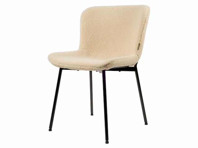 Design eetkamerstoelen creme teddy stof (6x) - afbeelding 1 van  3