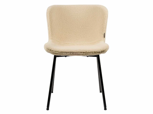 Design eetkamerstoelen creme teddy stof (6x) - afbeelding 2 van  3