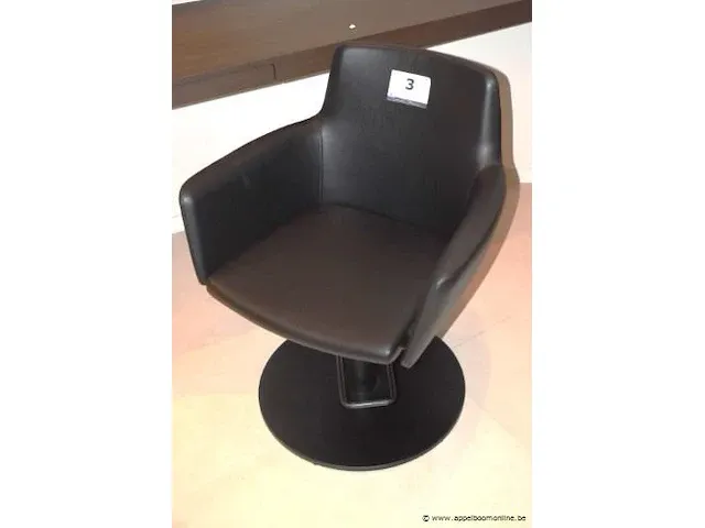 Design kappersstoel greiner, in hoogte verstelbaar, zwarte skai bekleed - afbeelding 1 van  2