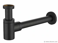 Design sifon - mat zwart - inclusief muurbuis en rozet - afbeelding 1 van  3