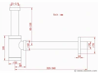 Design sifon - mat zwart - inclusief muurbuis en rozet - afbeelding 2 van  3