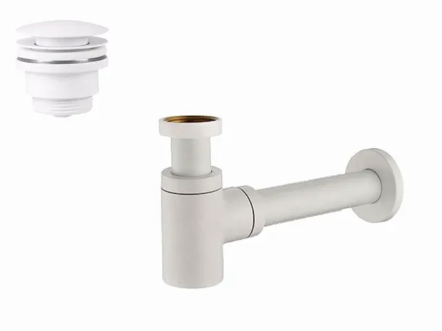 Design sifon met afvoerplug wit - afbeelding 1 van  6