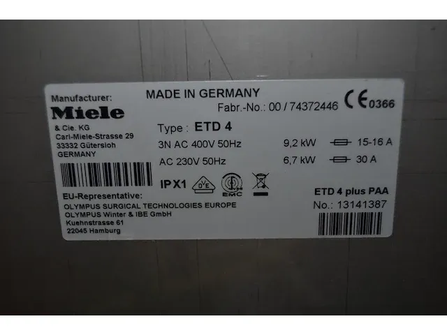 Desinfecteerder miele olympus etd4 - afbeelding 6 van  8