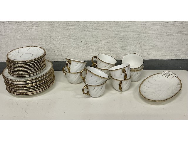 Dessert servies in porselein - merk: "sarreguemines france" - afbeelding 1 van  3