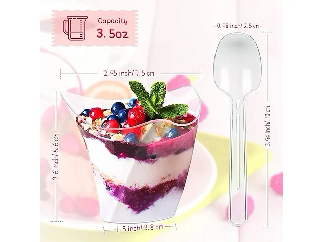 Dessertglazen en lepels (50stuks - afbeelding 2 van  3