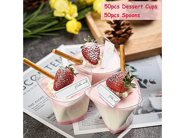 Dessertglazen en lepels (50stuks - afbeelding 3 van  3