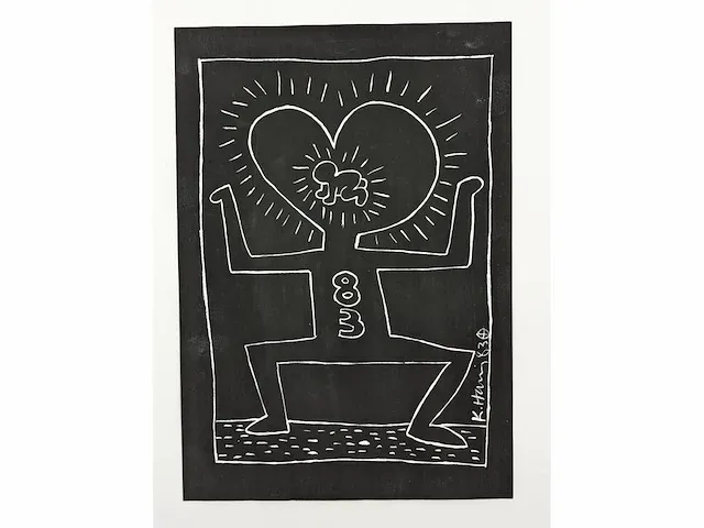 Dessin au feutre keith haring de 1983 - 83 - afbeelding 1 van  5