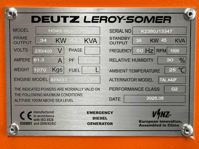 Deutz — leroy-somer 45 kva noodstroomaggregaat - afbeelding 37 van  42