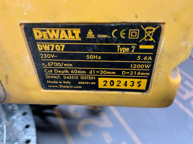 Dewalt dw707 afkortcirkelzaagmachine - afbeelding 6 van  6