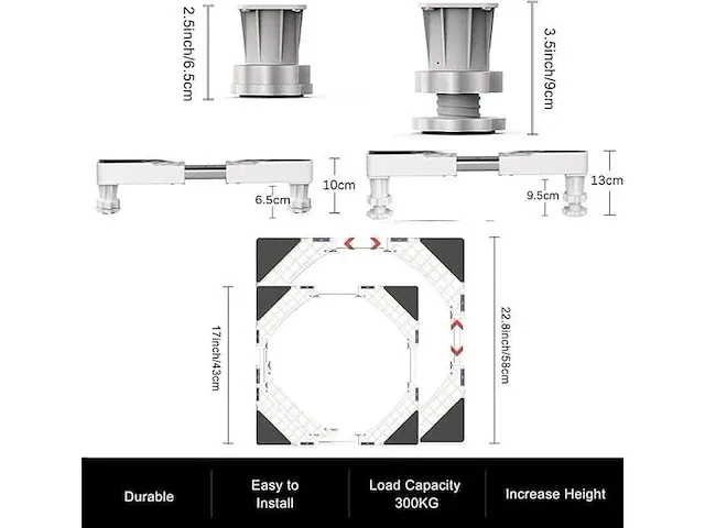 Dewel verstelbaar onderstel voor wasmachine - afbeelding 2 van  4