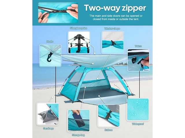 Dewur strandschelptent - afbeelding 3 van  5