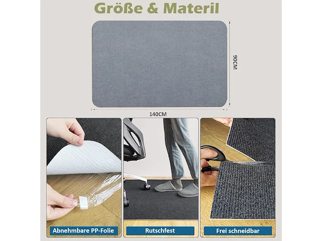 Dfionc bureaustoelmat, 90 x 140 cm grijs - afbeelding 2 van  2