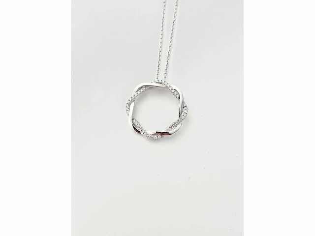 Diamanten hanger in wit goud met geweven patroon (pe06302) - afbeelding 2 van  7