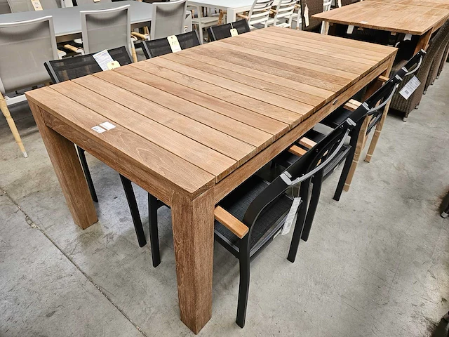 Diamond collection teak tuintafel ten 200 x 100cm brede latten - afbeelding 1 van  4