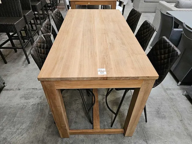 Diamond teak bartafel 160cm x 80cm x 90cm h p8 solid top 3cm - afbeelding 2 van  4