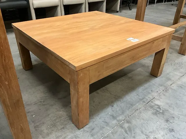 Diamond teak salontafel met greeploze lade 100 x 100 p8 - afbeelding 1 van  5