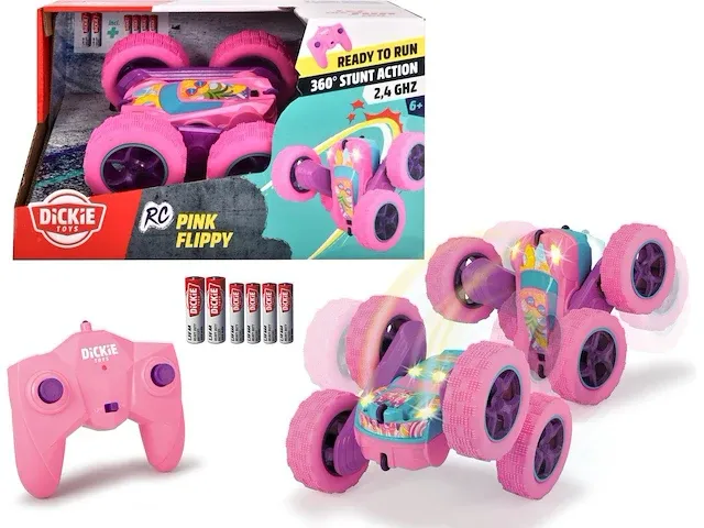 Dickie toys rc flippy roze bestuurbare auto - afbeelding 1 van  5