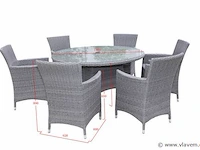 Dining set 7-delig - grijs wicker met grijze kussens - afbeelding 3 van  3