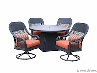 Dining set redonda | 5-delig | wicker | antraciet + oranje - afbeelding 2 van  3