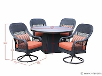 Dining set redonda | 5-delig | wicker | antraciet + oranje - afbeelding 3 van  3