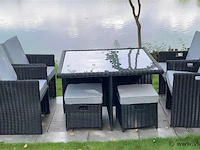 Diningset 9-delig black wicker / witte kussens - afbeelding 2 van  3