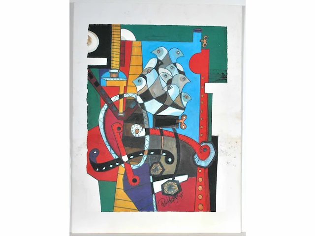 Diverse kunstenaars - lot van 10 kunstwerken - verschillende technieken - afbeelding 5 van  40