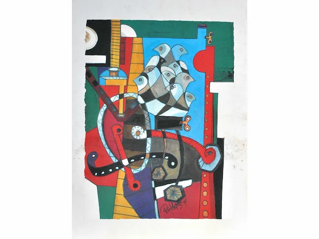 Diverse kunstenaars - lot van 10 kunstwerken - verschillende technieken - afbeelding 6 van  40