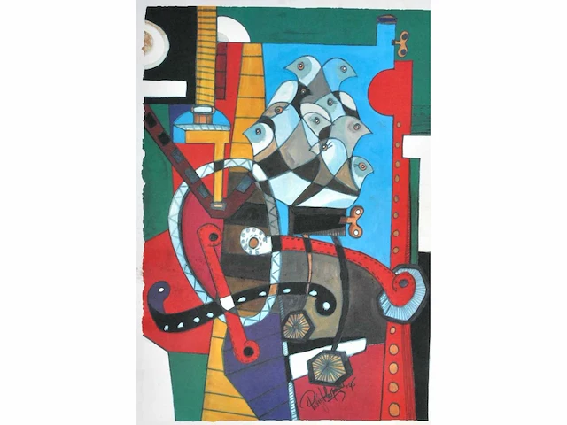 Diverse kunstenaars - lot van 10 kunstwerken - verschillende technieken - afbeelding 7 van  40