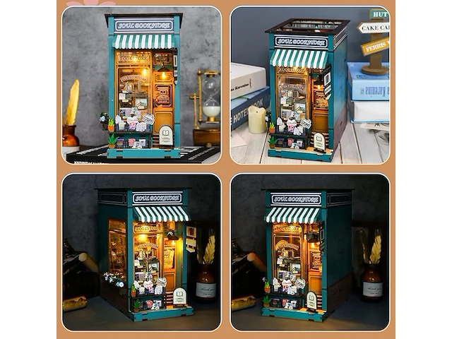 Diy book nook kit, miniatuurhuis met ledlicht - afbeelding 4 van  4