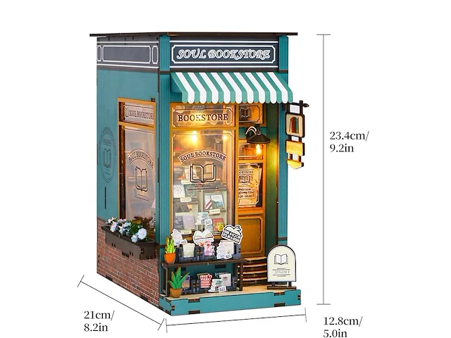 Diy book nook kit, miniatuurhuis met ledlicht - afbeelding 2 van  4