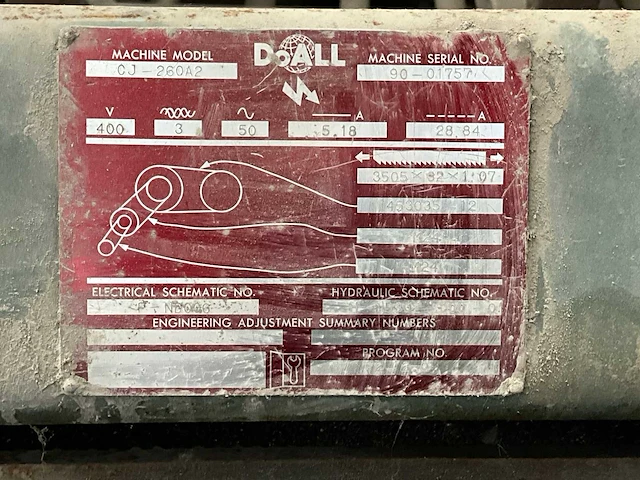 Doall cj-260a2 metalen horizontale bandzaagmachine - afbeelding 3 van  11