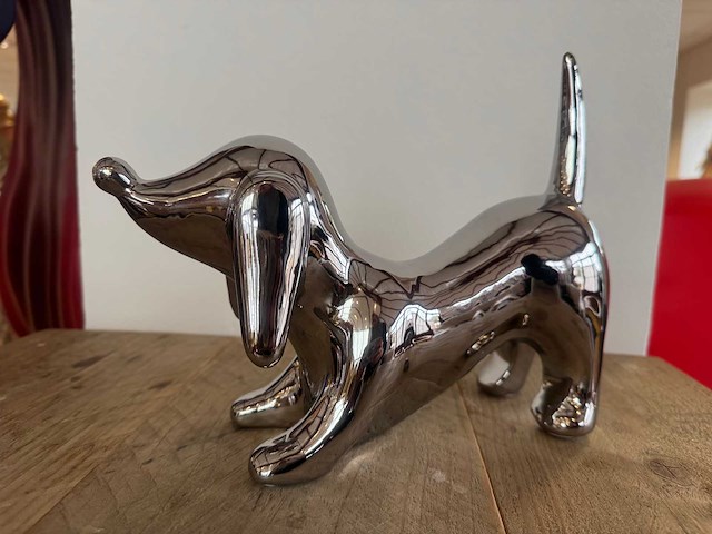 Dog chrome silver h21cm x l26cm - afbeelding 1 van  2