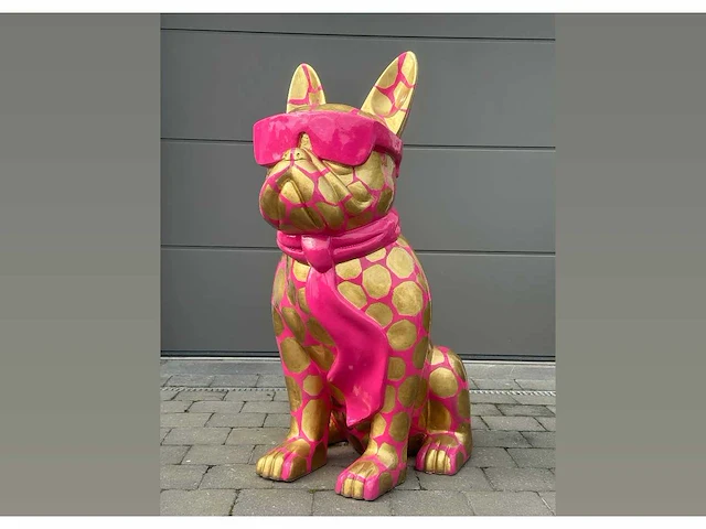 Dog with glasses pink/gold h120cm - afbeelding 1 van  1