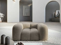 Donkerbeige fluwelen fauteuil - afbeelding 1 van  7