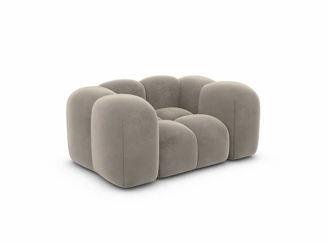 Donkerbeige fluwelen fauteuil - afbeelding 3 van  7