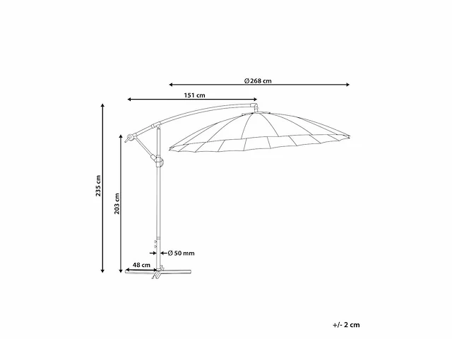 Donkergrijze tuinparasol? 268 cm - afbeelding 6 van  6