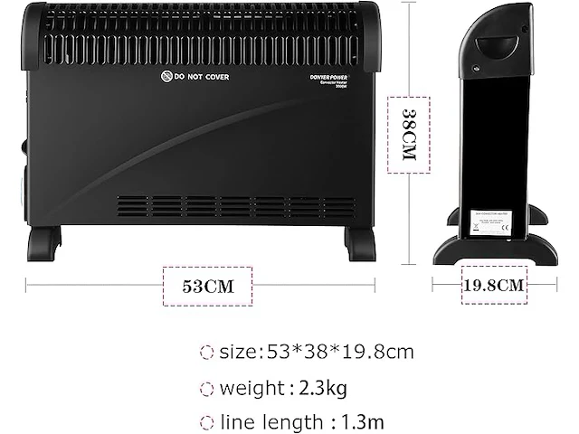 Donyer power elektrische convectorverwarming, 2000 w - afbeelding 2 van  2