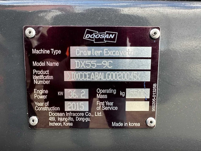 Doosan - 2015 - dx55-9c - midigraafmachine - afbeelding 39 van  45