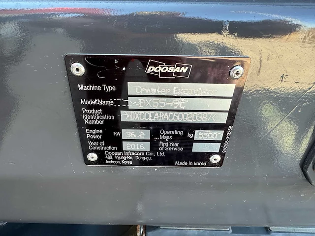 Doosan - 2016 - dx55-9c - midigraafmachine - afbeelding 41 van  47