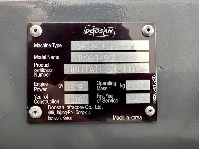 Doosan - 2016 - dx60-9c - midigraafmachine - afbeelding 40 van  46