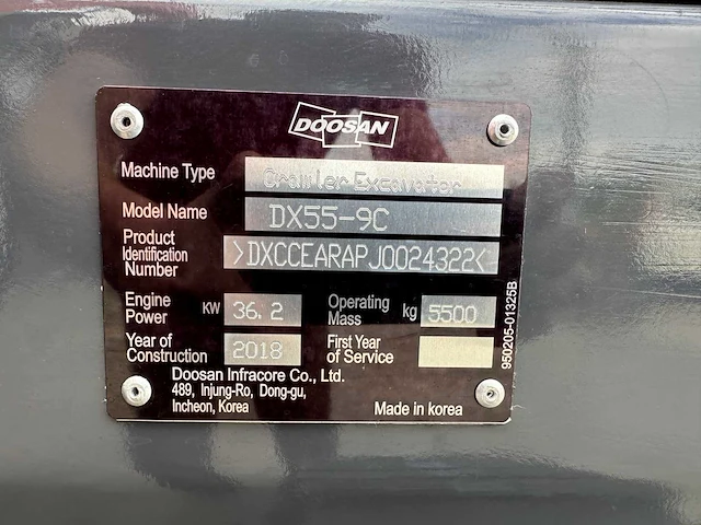 Doosan - 2018 - dx55-9c - midigraafmachine - afbeelding 39 van  45