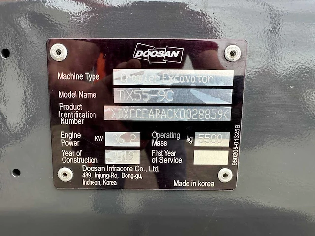 Doosan - 2019 - dx55-9c - midigraafmachine - afbeelding 41 van  47