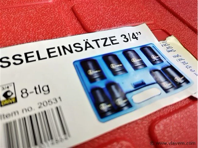 Doppenset kstatt, kracht 3/4″, 8-dlg, krachtdoppenset 3/4" 8 delig, gp werkstatt, cpenset 3/4" 8 deligt wet-mo kwaliteitsset - afbeelding 2 van  10