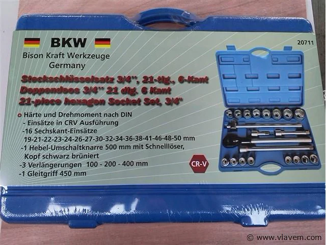 Dopsleutelset bkw, extra zwaar 21 delig 3/4" - afbeelding 7 van  8