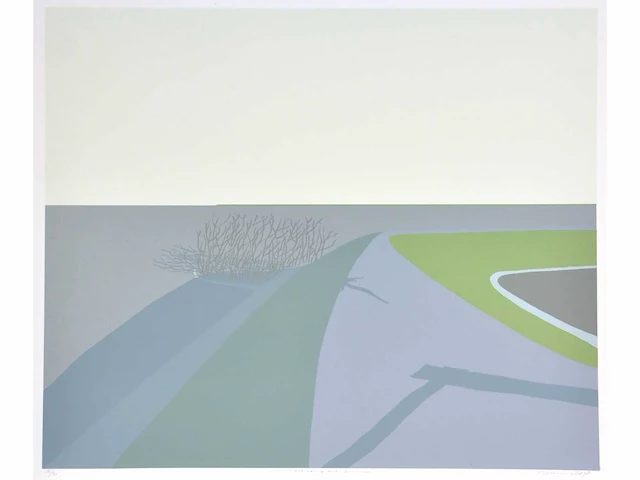 Doris groeneveld - westfries landschap met schaduwen - zeefdruk - afbeelding 1 van  6