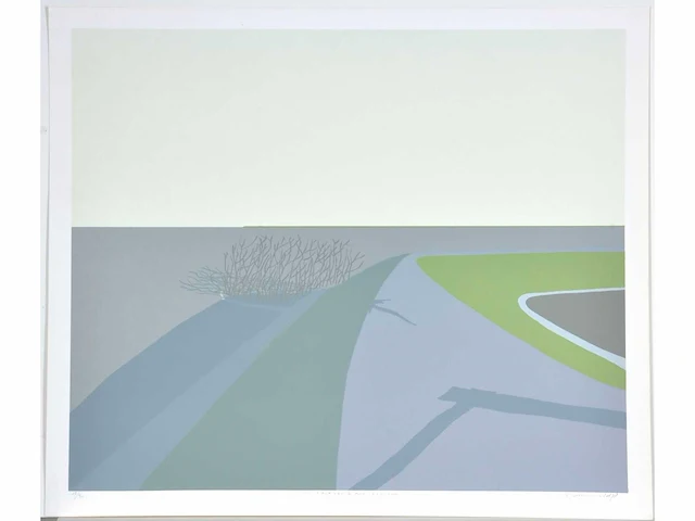 Doris groeneveld - westfries landschap met schaduwen - zeefdruk - afbeelding 2 van  6