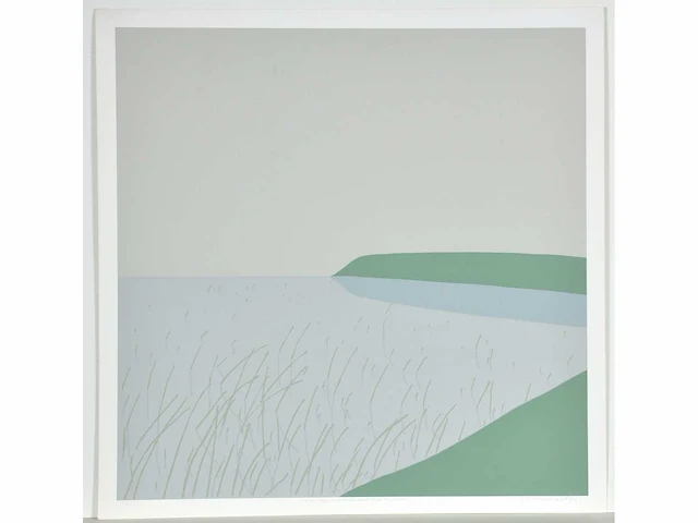 Doris groeneveld - westfriese omringdijk met riet en water - zeefdruk - afbeelding 2 van  7